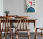 Galaxy Art Linear Teak Wood Rectangle Dining Set 4 Seater - Image 3