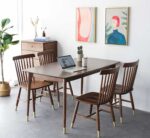 Galaxy Art Linear Teak Wood Rectangle Dining Set 4 Seater
