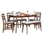 Galaxy Art Elegance 6 Seater Dining Set With Bench - Image 4