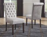 Galaxy Art Elegant Light Gray Upholstered Dining Chairs, Set of 2