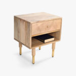 Galaxy Art Art Deco Teak Wood Bedside Table - Image 4