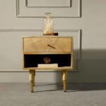 Galaxy Art Art Deco Teak Wood Bedside Table