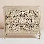Galaxy Art Premium Handcarved 3-Drawer Grey Chest of Drawer