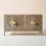 Galaxy Art Handcarved Sunrise Sideboard in Washed Grey