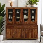 Galaxy Art Sheesham Wood Crockery Cabinet in Rustic Teak Finish