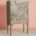 Galaxy Art Elegant Foliage Handcarved Bar Cabinet