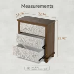 Galaxy Art COZAYH Rustic Farmhouse Carved 3-Drawer Nightstand - Image 3