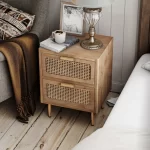 Galaxy Art Rustic Rattan Bedside Table In Distressed Finish - Image 2