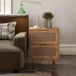 Galaxy Art Rustic Rattan Bedside Table In Distressed Finish - Image 3