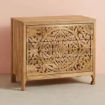 Galaxy Art Elegant Floral Handcarved 3-Drawer Dresser - Image 2