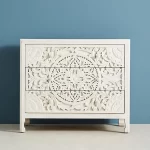 Galaxy Art Beautifully Handcarved 3-Drawer White Chest of Drawers - Image 4