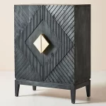 Galaxy Art Handcarved Cabinet In Black & Brass Handles - Image 2