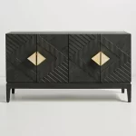 Galaxy Art Sunburst Handcarved Sideboard in Black - Image 4