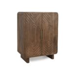 Galaxy Art Walnut-Finished Sheesham Wood Hand-Carved Bar Cabinet - Image 3