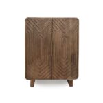 Galaxy Art Walnut-Finished Sheesham Wood Hand-Carved Bar Cabinet - Image 5