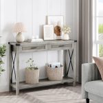 Galaxy Art Wooden + Metal Entryway Console Table with Cane Drawers - Image 3