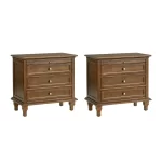Galaxy Art Muriel Farmhouse Nightstand Set with Outlets - 3 Drawers Each - Image 3