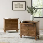 Galaxy Art Muriel Farmhouse Nightstand Set with Outlets - 3 Drawers Each - Image 2