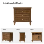 Galaxy Art Muriel Farmhouse Nightstand Set with Outlets - 3 Drawers Each - Image 6