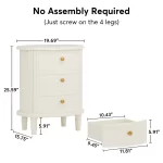 Galaxy Art Pre-Assembled White Wood Bedside Table - Image 5