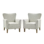 Galaxy Art Farmhouse Striped Wingback Chairs  Set of 2 - Image 2