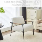 Galaxy Art Upholstered White Accent Chair with Metal Legs & Arms - Image 2