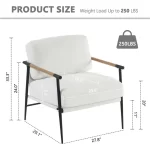 Galaxy Art Upholstered White Accent Chair with Metal Legs & Arms - Image 4