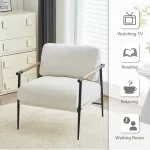 Galaxy Art Upholstered White Accent Chair with Metal Legs & Arms - Image 5