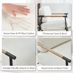 Galaxy Art Upholstered White Accent Chair with Metal Legs & Arms - Image 6