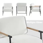 Galaxy Art Upholstered White Accent Chair with Metal Legs & Arms - Image 3