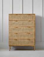 Galaxy Art Rattan Webbed Storage Chest Of Drawers with Rich Wood Accents - Image 5