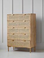 Galaxy Art Rattan Webbed Storage Chest Of Drawers with Rich Wood Accents - Image 2