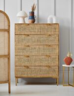 Galaxy Art Rattan Webbed Storage Chest Of Drawers with Rich Wood Accents - Image 6
