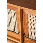 Galaxy Art Modern Solid Teak Wood and Wicker Swizinger Cabinet - Image 3