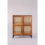Galaxy Art Modern Solid Teak Wood and Wicker Swizinger Cabinet - Image 7