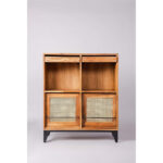 Galaxy Art Modern Solid Teak Wood and Wicker Swizinger Cabinet - Image 6