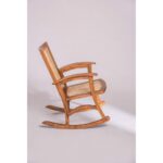 Galaxy Art Rocking Teak Wood and Wicker Armchair - Image 3