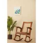 Galaxy Art Rocking Teak Wood and Wicker Armchair