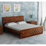 Galaxy Art Diamond Checkered Solid Wood Bed without Storage
