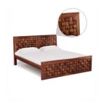 Galaxy Art Diamond Checkered Solid Wood Bed without Storage - Image 3